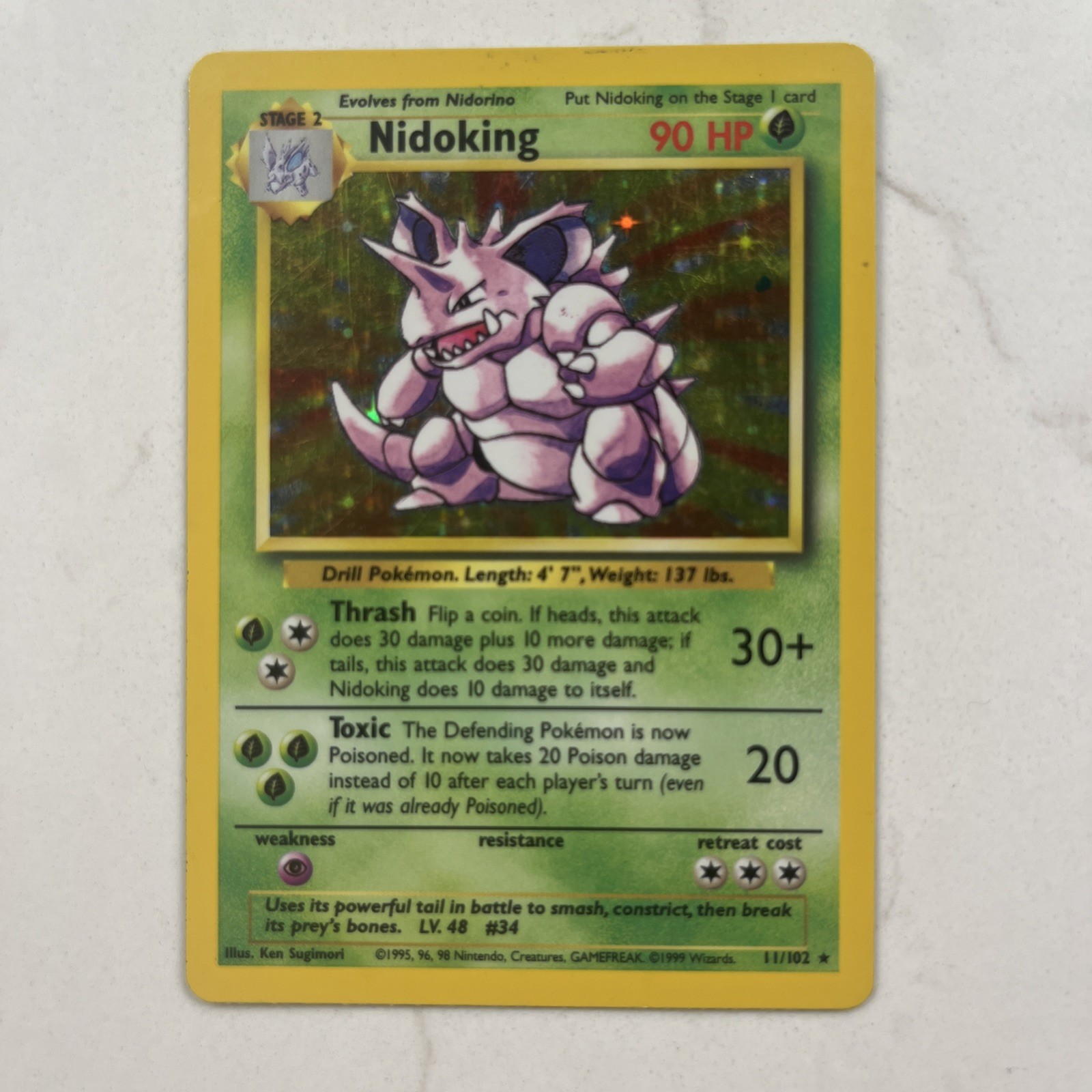 Near Mint Pokémon TCG Nidoking Base Set 11/102 Holo 1999. Great Condition