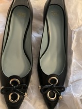 NEW Frances Valentine Elizabeth Black Leather Kitten Heel Pumps - 11B