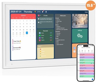 Homlab 15.6 inch Digital Calendar Wall Touch Screen Chore Chart Rewards,(White)