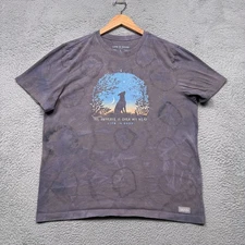 Life is Good Men's Crusher Tee Size Large Graphic T-Shirt Dog Outdoors