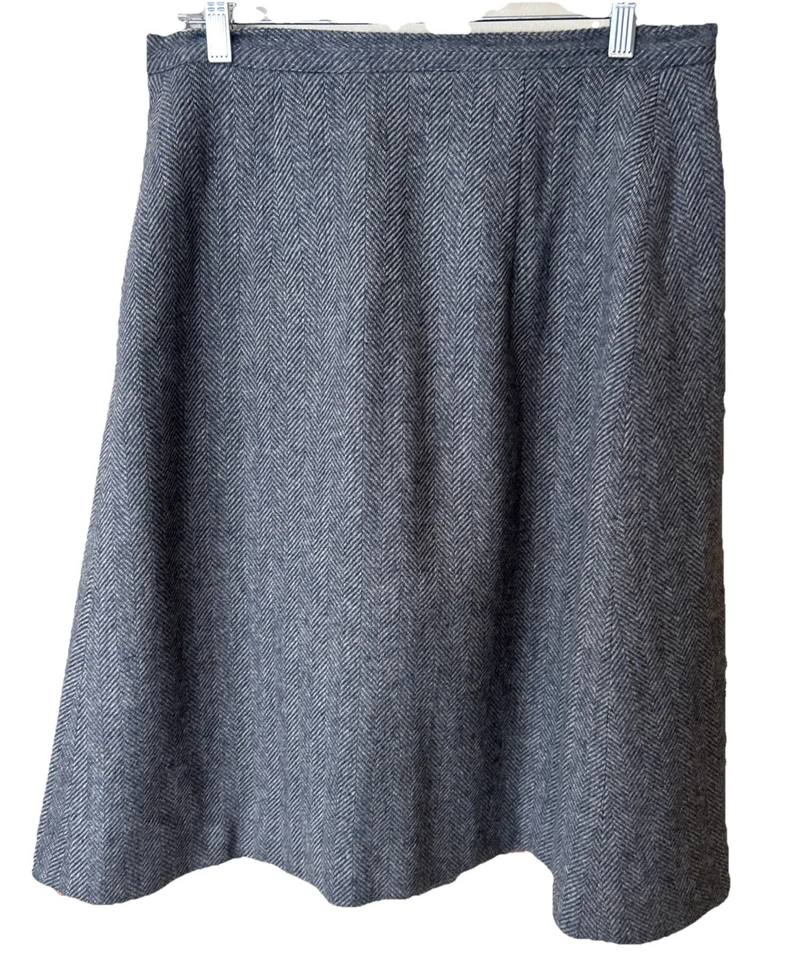 Винтажная женская квадратная шерстяная юбка Louisburg размер 12 серая с запахом Heritage Academia 80-е - Изображение 2 из 4