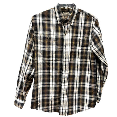 Mens C.E. Schmidt Workwear Brown Plaid Long Sleeve Button Up Shirt Size medium m