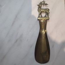 Antique Solid Brass Shoe Horn, Deer Design,great condition for age