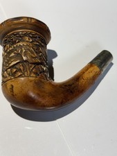 Ancien bol à pipe sculpté écume de mer avec un lièvre/lapin sur le bol