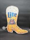 Vintage Miller Light Cowboy Boot Tin Metal Sign Advertising 24" x 23 1/2"
