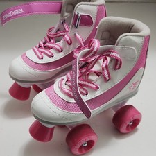 Roller Derby Pink/White Youth Girls Quad Roller Skates Size 1 10102-4000636