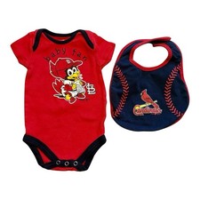 St Louis Cardinals Baby Bodysuit Bib Set 6-9M MLB Baseball Fan Outfit