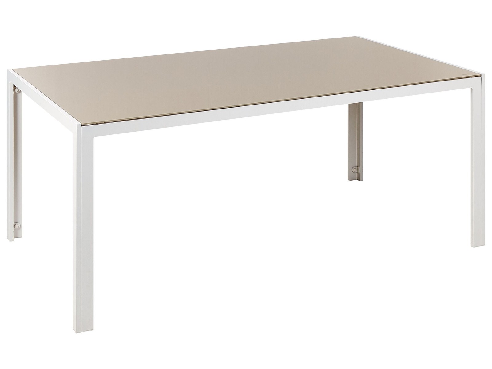 Tavolo da giardino alluminio e vetro temperato bianco e beige 160 x 90 cm