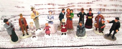 Vintage Y2K Lemax Christmas Village Figurine Lot Victorian Carolers Family Kids