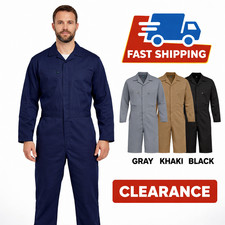 Men s Utility Coverall Long Sleeve Poly-Cotton Workwear, Zipper pocket Chest