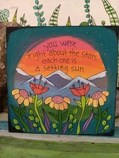 Wilco Jesus Etc Lyric Painting on 10 x 10" panel, You were right about the stars