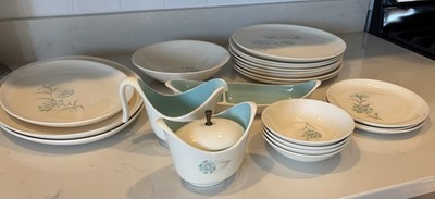 Taylor Smith & Taylor Ever Yours Blue Floral Ceramic Dinner Set Plates Bowls