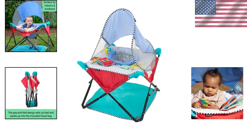 Pop 'N Jump Centro de Actividades Portátil para Bebés con Toldo para Diversión Interior/Exterior Foto 2 de 4