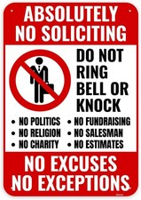 1PC No Soliciting Sign for Home, 10 x 7 Inches - Aluminum - Do Not Knock Please