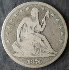 1876 50c Seated Liberty Silver Half Dollar