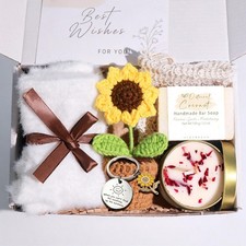 Birthday Gifts for Women Self Care Spa Gift Basket Crochet Sunflower Scented ...
