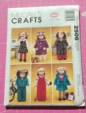 McCall's 2506 18" Doll Clothes Pattern Coat Hat Jumper Bath Robe UNCUT