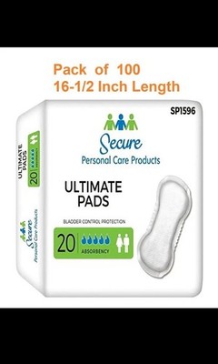 100 Ct. Bladder Control Pad Secure Ultimate Pads Super Heavy Absorbency SP1596