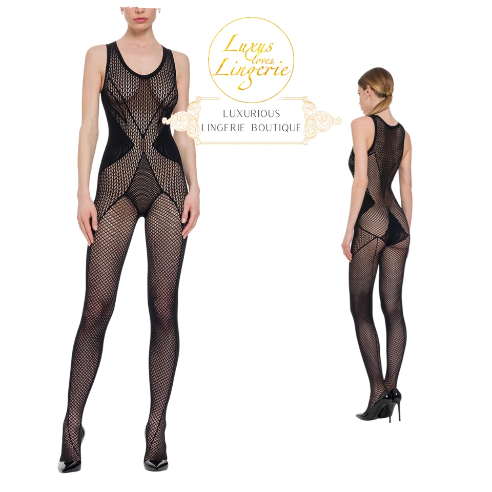 ROMANCE NET CATSUIT by Wolford S Small black schwarz Verführerisch Netz Jumpsuit