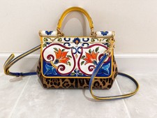 DOLCE&GABBANA Handbag 2-Way Leopard Floral Leather Multicolor 151355K Authentic