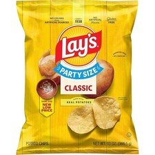 Lay's Classic Potato Chips Party Size 13 oz Bag, Gluten Free Snack Chips