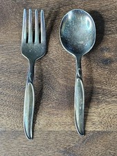 Vintage Antique WM Rogers BABY FORK SPOON Set Star Silver Plate IS 4 In