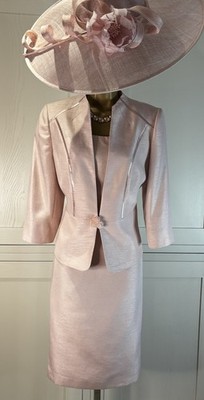 Jacques Vert UK 8/10 rosa Kleid Jacke Hochzeit Mutter Braut Bräutigam Gast Event