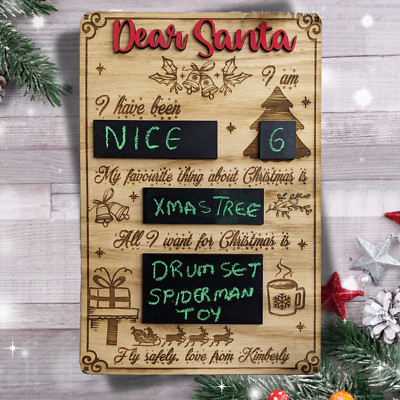 Lieber Weihnachtsmann Weihnachten Wunschtafel - Personalisierte Holzkreidetafel Wunschtafel