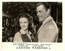 Canyon Passage Original Lobby Card Susan Hayward Brian Donlevy embracing smiling
