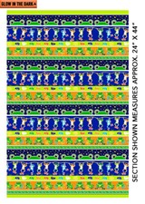 Green Frog Toad Animal Fabric By the Yard Cotton Benartex Glow in the Dark