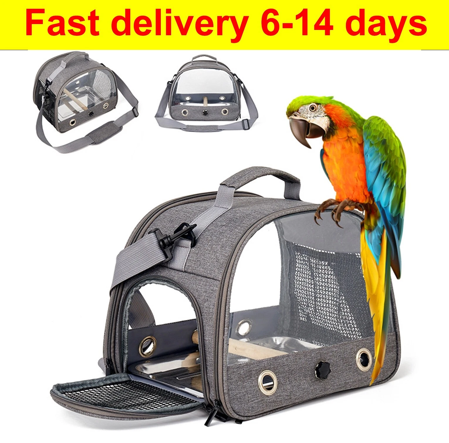 Bird Carrier Travel Cage with Stand (With Tray), Small Bird Travel Carrier for P