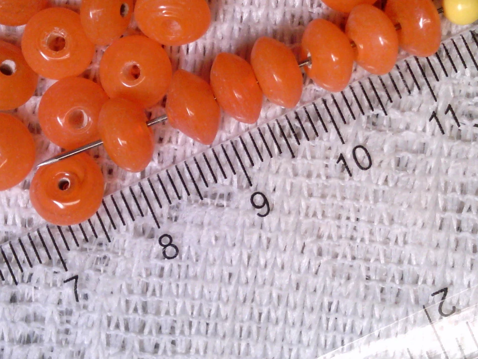 Vtg 100 OPAL CORAL RONDELLE BOTTLE RUSTIC GLASS BEADS 7X4mm #080818g - Image 3 of 3