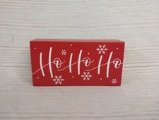 New! "Ho Ho Ho" Wood Block Sign Farmhouse Tier Tray Christmas Holiday Snowflake 