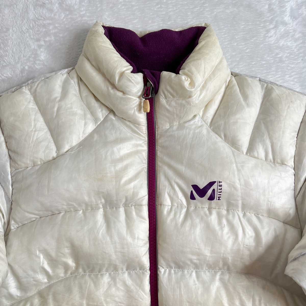 MILLET Puffer Jacket 800 Fill Goose Down Women's M White Purple