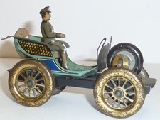 Issmayer Vis-A-Vis Motorkutsche Pennytoy Auto Schwungrad litho Blech ca 1910 TOP