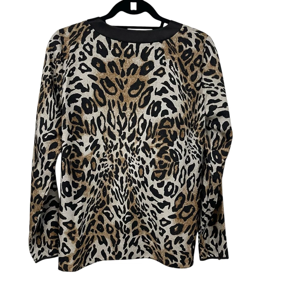 Worth 100% 真丝动物印花高低长袖衬衫女式 4 — 第 4/4 张图片