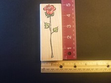 Single Rose - Rubber Stamp - Wood Mounted
