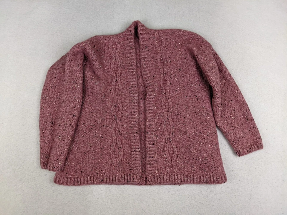 Cárdigan abierto manchado rosa suéter hecho a mano para niña talla M/L ver medidas Foto 3 de 4