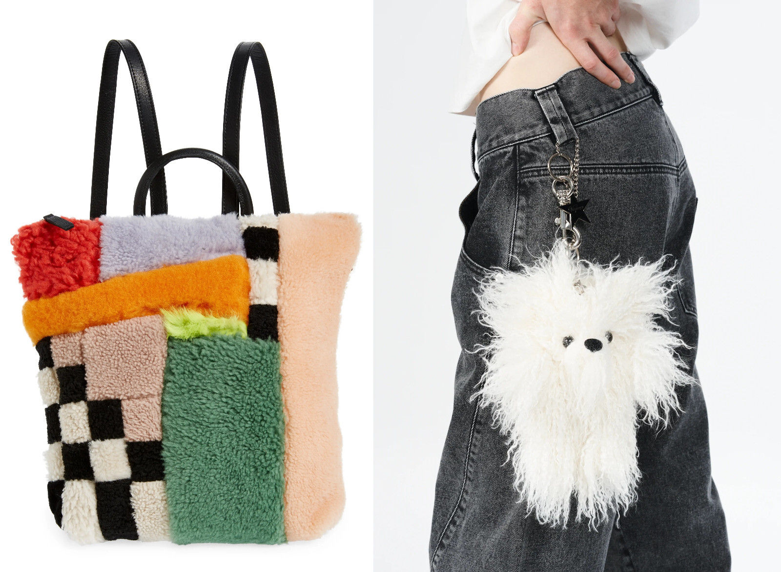 PRIMECUT Playground Sheepskin Backpack + Vaquera Furry Teddy Keychain MSRP $348