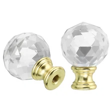 2pcs 1/4-27 Crystal Lamp Finial Cap Knob for Lamp Harp Lampshade Top Gold