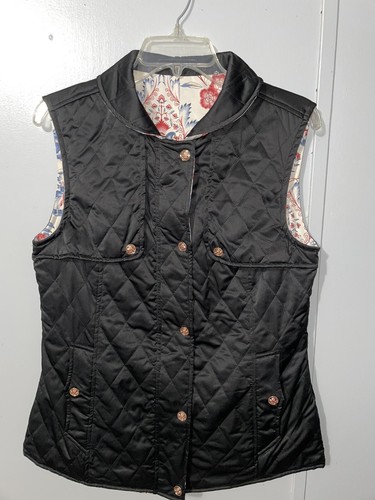 Women’s Med Nanette Lepore Rev Vest Black On One Side Floral On The Other - Picture 4 of 17