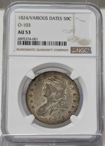 1824 Capped Bust Half Dollar - NGC AU 53 1824/Various - O-103
