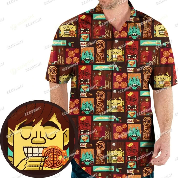 TIKI THE GOONIES CHARACTERS HAWAIIAN SHIRT
