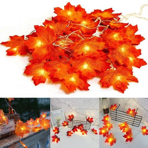 Ahornblätter 10 LED Lichterketten Blatt Lampen Girlanden Party Xmas Decor