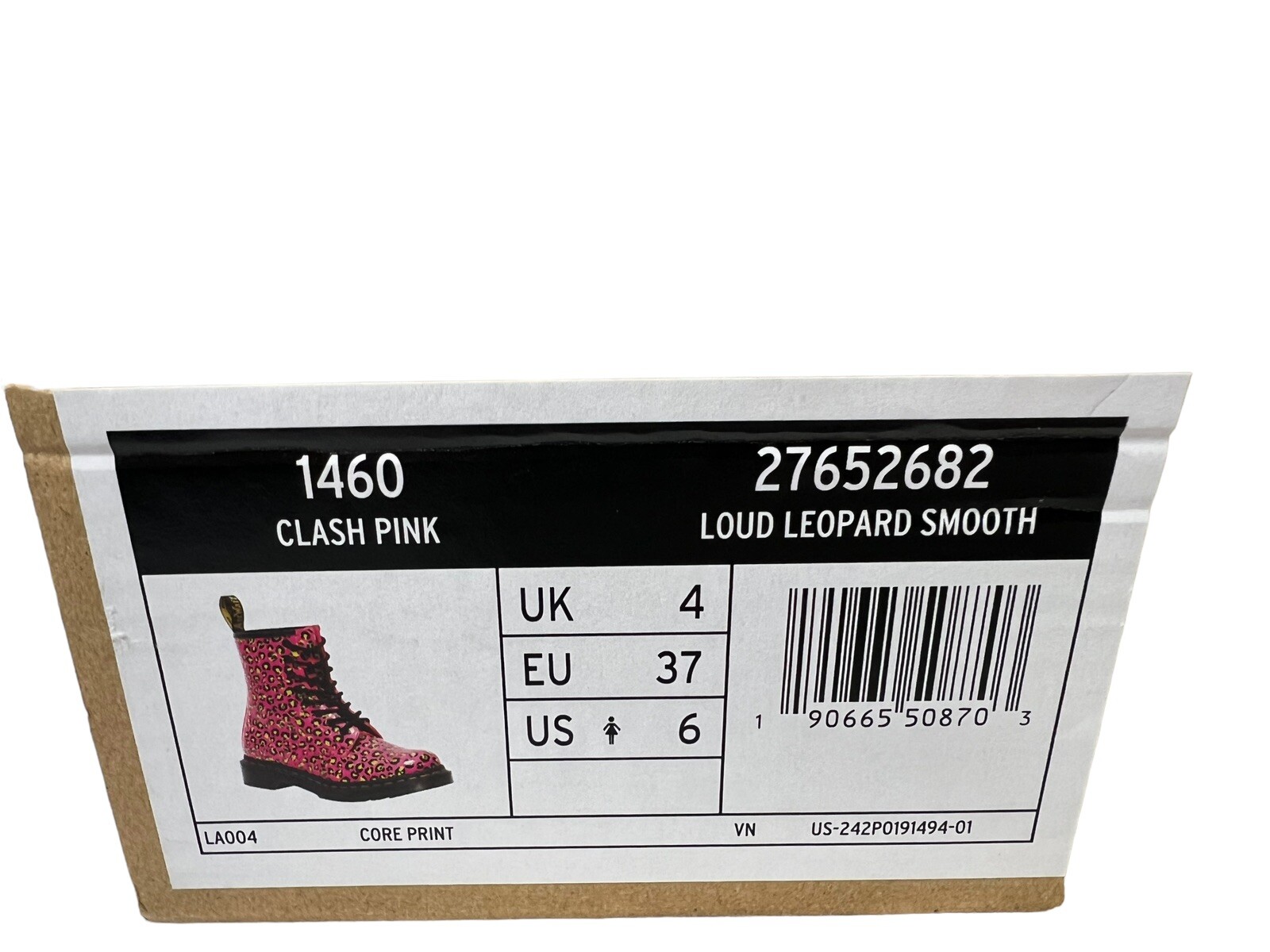 Dr Martens 6 Women's Boots 1460 Clash Pink Loud Leopard Smooth image 3