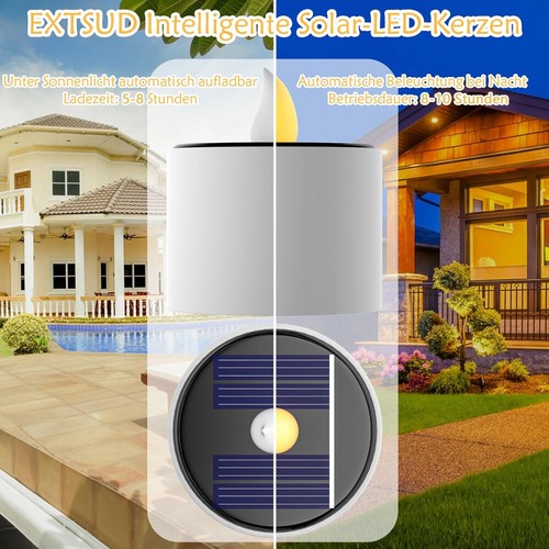 6 Stück Solar LED Teelichter Außen Sensor Solarkerze Garten-Kerze Outdoor - Bild 2 von 18