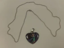FROZEN HEART STAINLESS  STEEL PENDANT NECKLACE CHARM WITH ELSA FLYING 