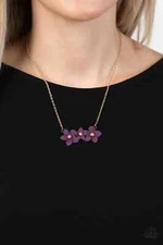 Paparazzi "Petunia Picnic" Gold & Plum Flower Pendant Necklace