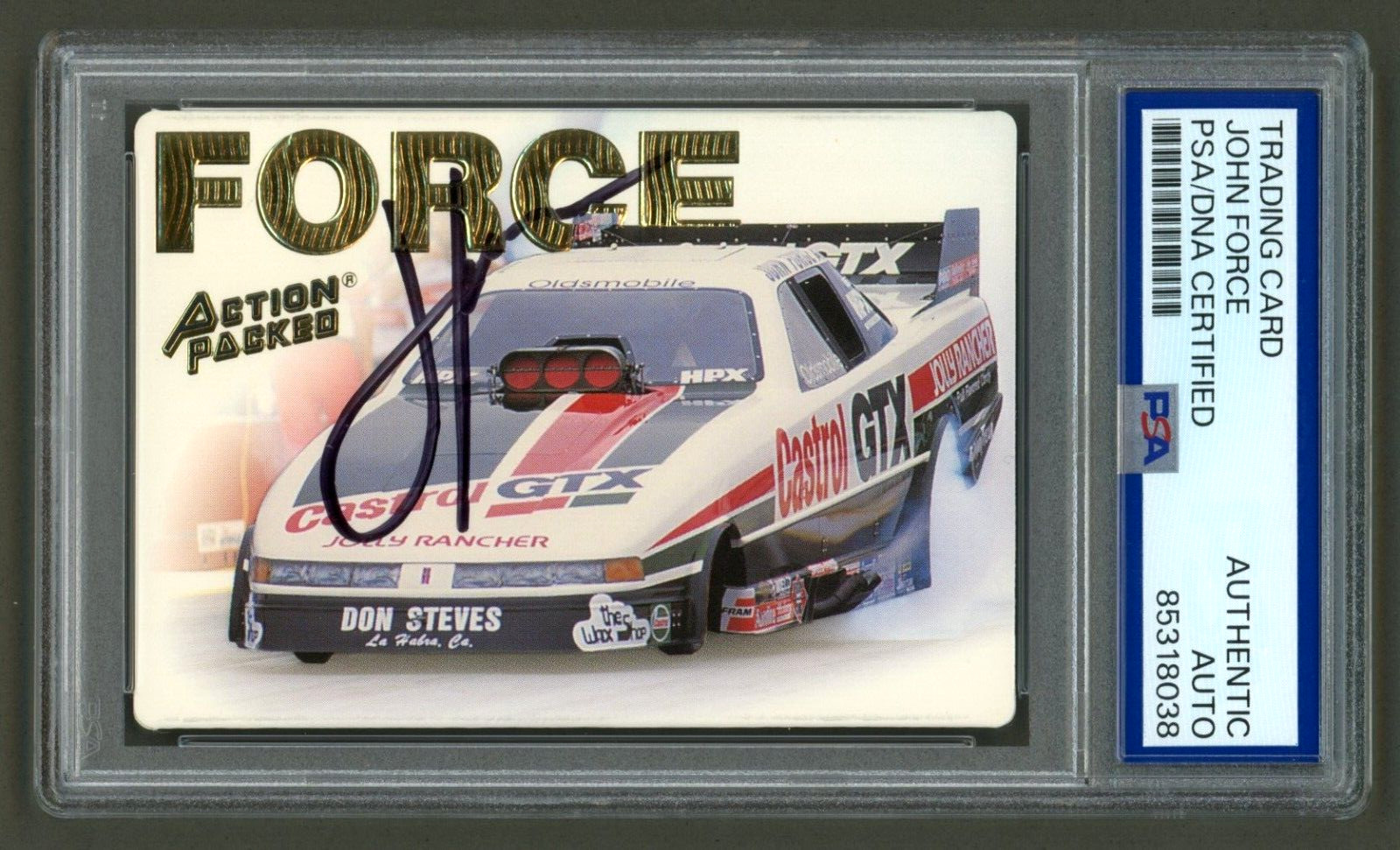 John Force Signed 1994 Action Packed Card #39 (PSA) NHRA Funny Car Racing