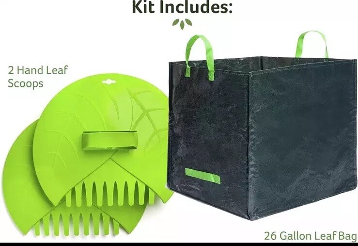 Leaf Claws with Hand Rake Scoops, Bags 26 Gallon Foldable Bag